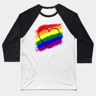 Gay Pride Rainbow Heart Pastel Painting Baseball T-Shirt